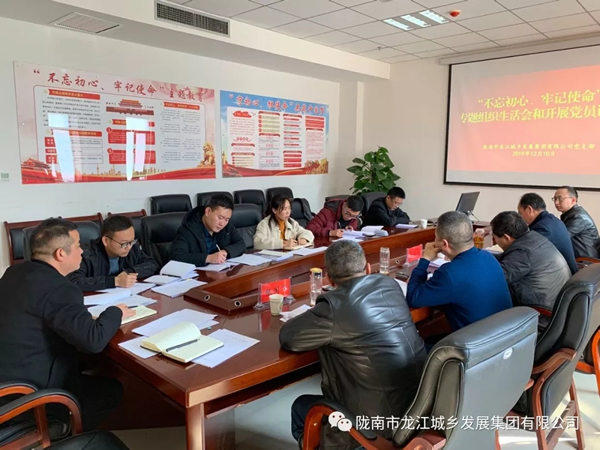 市龍江集團黨支部召開“不忘初心、牢記使命”專題組織生活會和民主評議黨員會議